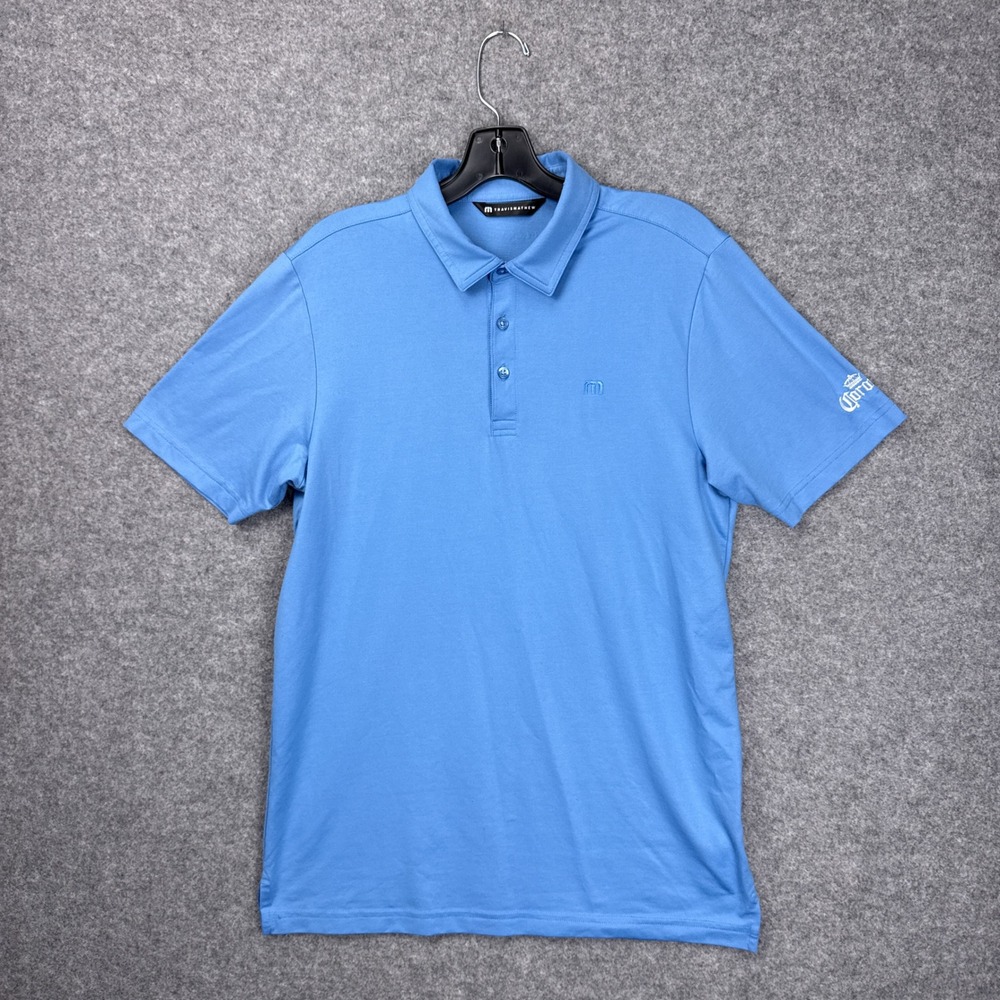 TravisMathew‎ Mens Corona Logo Polo Shirt Blue Short Sleeve Golf Top Size M